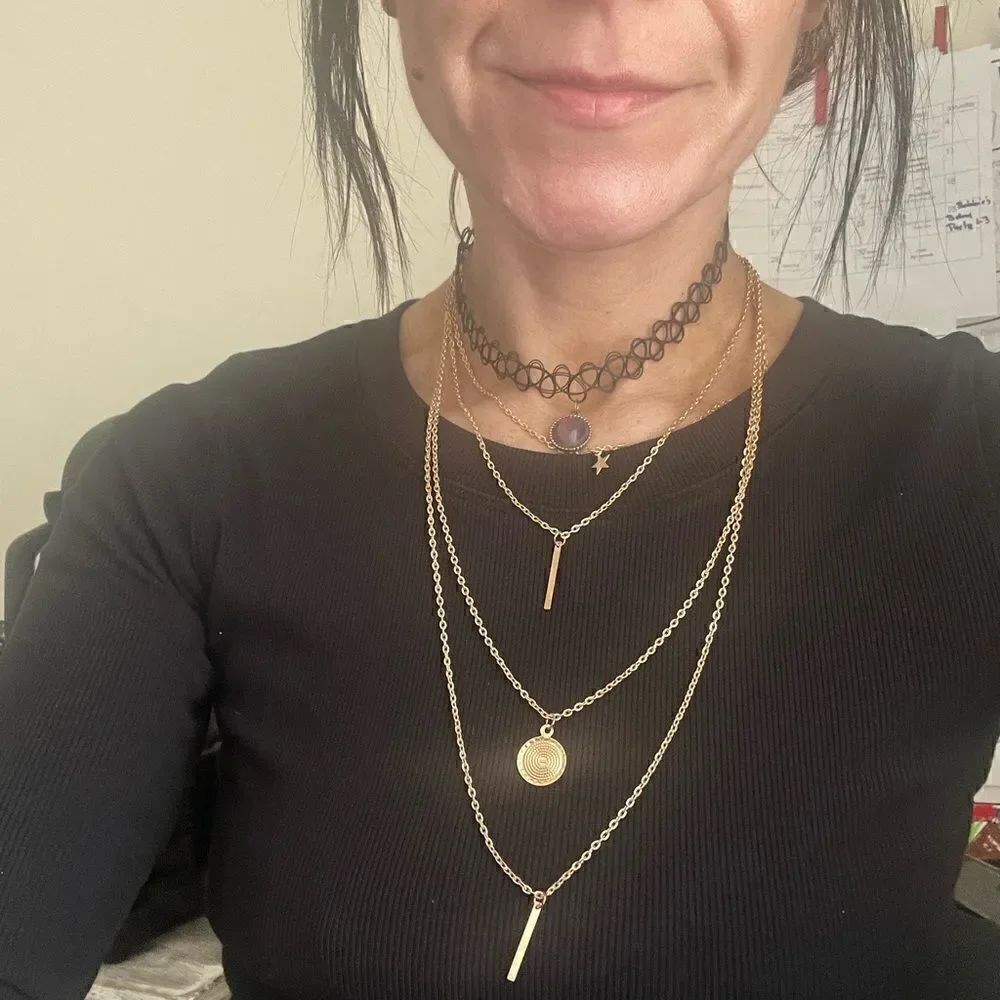 Four Layer Gold Boho Layering Necklaces - Picture 2 of 4